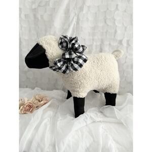 Vtg Handmade LARGE Ewe Sheep Plush Stuffed Handmade Primitive Farmhouse Country